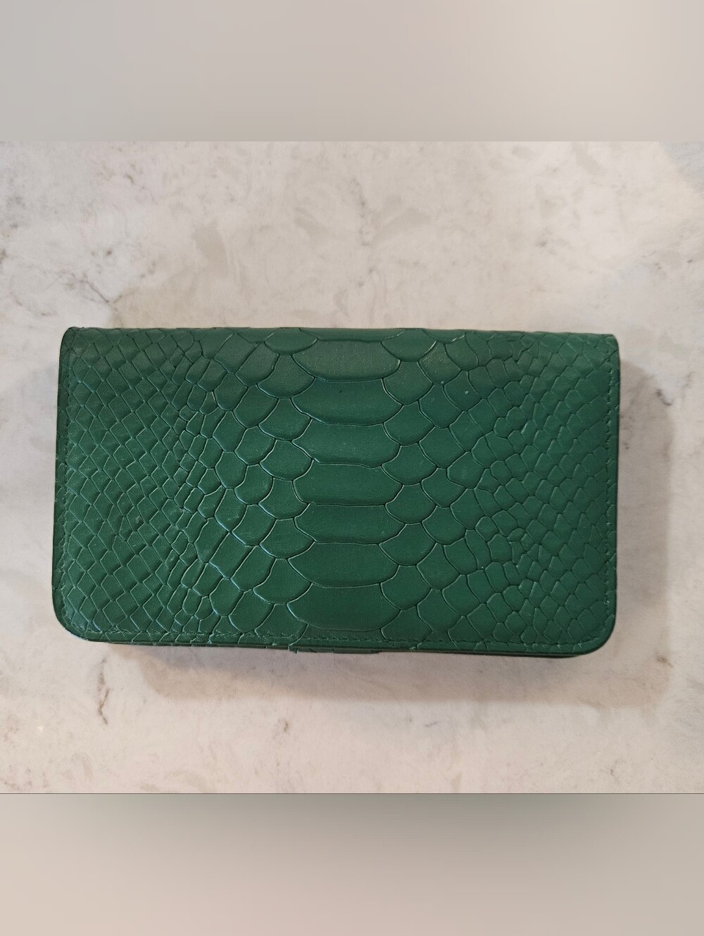 GiGi New York, Green, Python Embossed Leather Wallet, EC